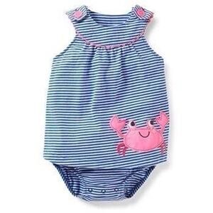 Carter’s Blue & white Striped One-Piece 12 Months